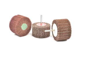 3" x 2" Non-Woven Stem-Mounted Interleaf Flap Wheel, 120AO, 1/4" Stem